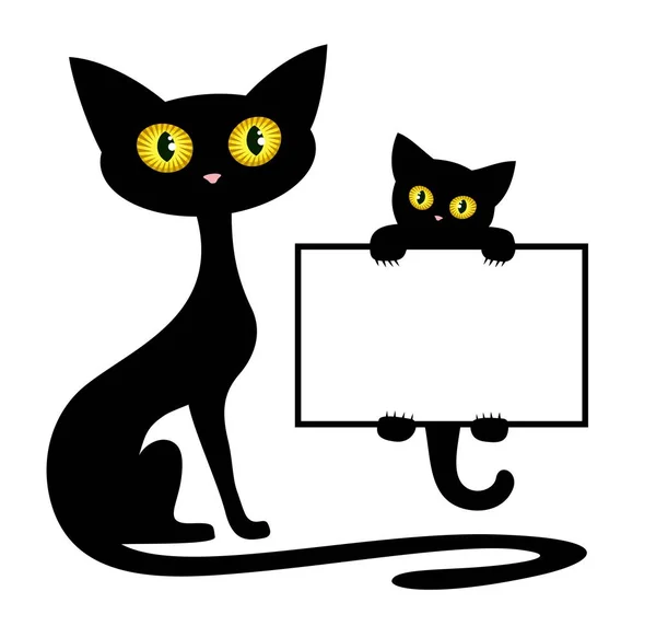 Quadro Com Gatinho Preto Gato — Vetor de Stock