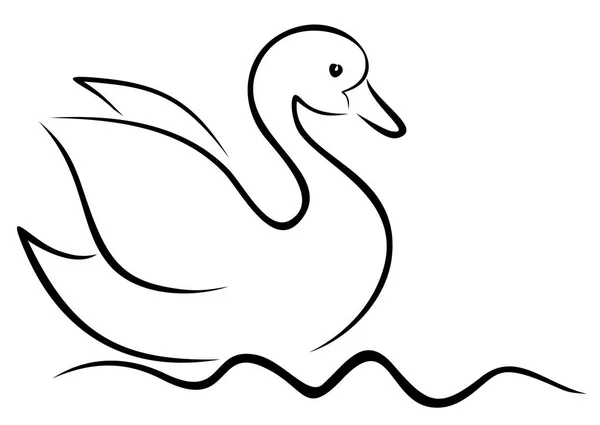 波に浮かぶ白鳥のスケッチ — ストックベクタ
