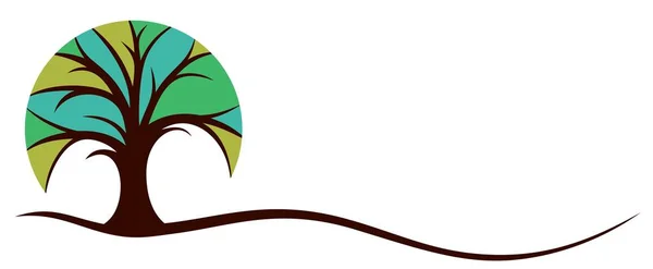緑の木の丸いロゴ — ストックベクタ