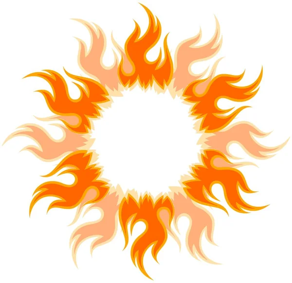 明るい燃えるような太陽の下でラウンド フレーム — ストックベクタ