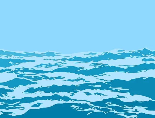 Paisaje Marino Con Grandes Olas Azules — Vector de stock