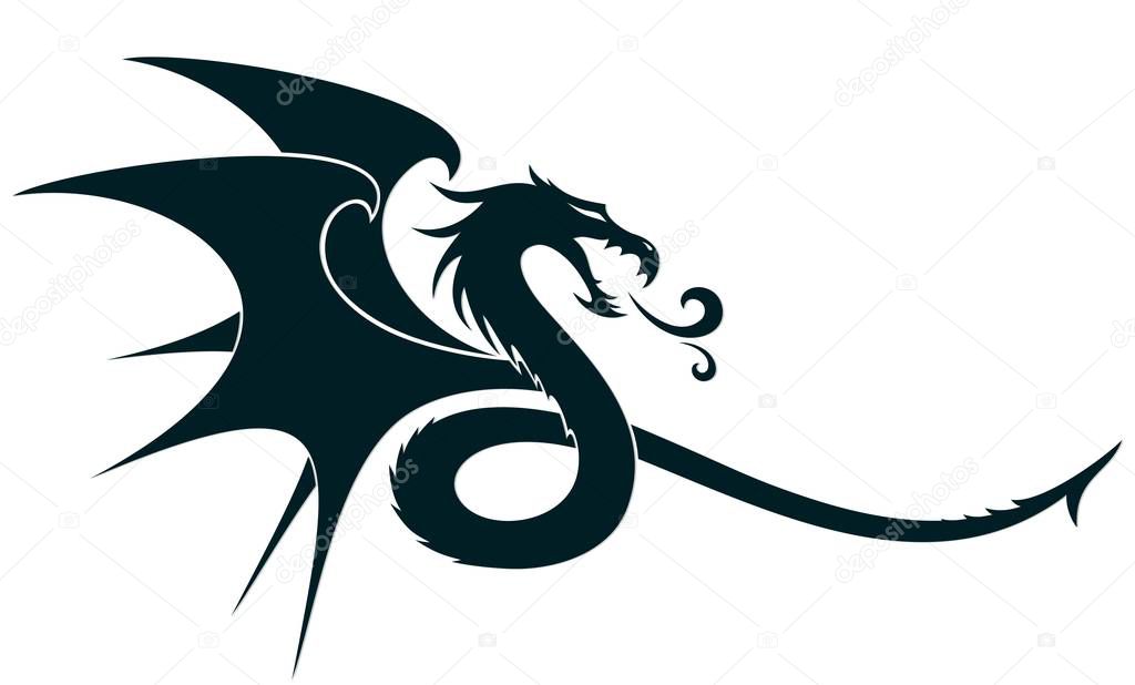 A symbol of the stylized dragon with wings.