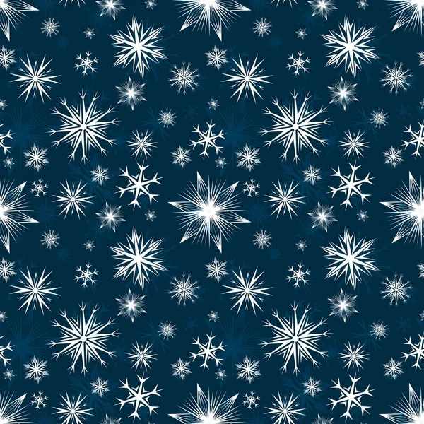 Бесшовный Синий Фон Снежинками — стоковый вектор