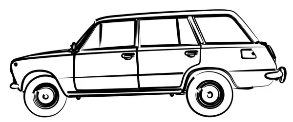 Boceto Viejo Coche Retro — Vector de stock