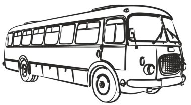 Büyük eski otobüs taslağını.