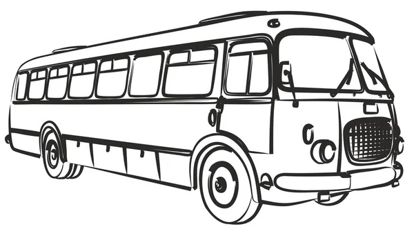 Bosquejo Autobús Viejo Grande — Vector de stock