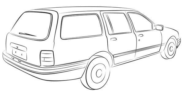 Σκίτσο Της Ένα Παλιό Αυτοκίνητο Ρετρό — Διανυσματικό Αρχείο