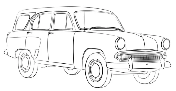 Croquis Une Vieille Voiture Rétro — Image vectorielle