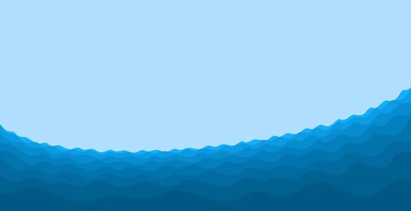 Seascape Dengan Gelombang Besar Biru - Stok Vektor