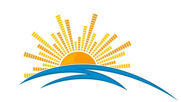 Символ Рассвета Солнца Голубым Морем — стоковый вектор