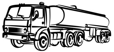 Büyük, eski bir yakıt kamyonu çizimi..