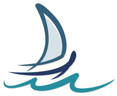 Yelken gemi sembolü dalga ile.