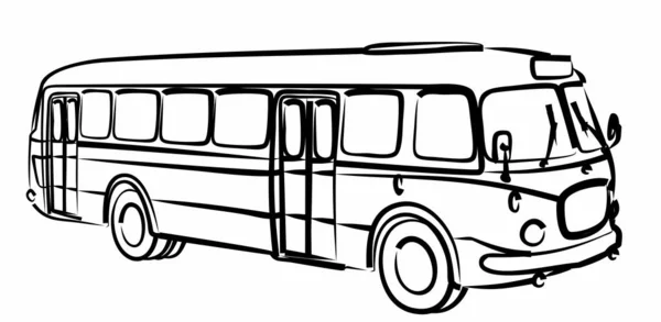 Sketch Big Passenger Old Bus — Stock Vector