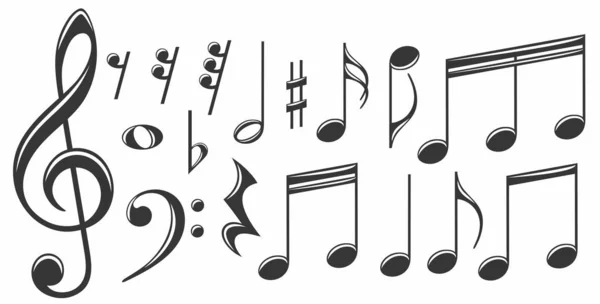 Conjunto Las Notas Musicales — Vector de stock
