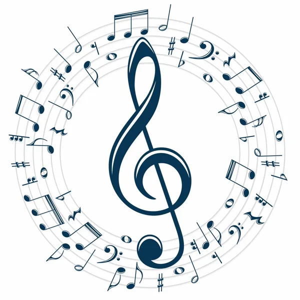 Símbolo Estilizado Con Notas Musicales — Vector de stock