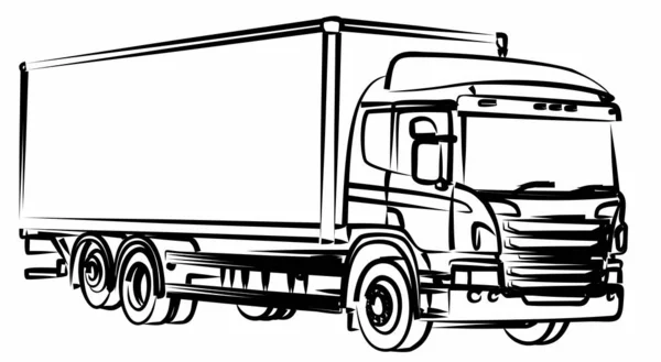 Sketch Long Truck — Stock Vector