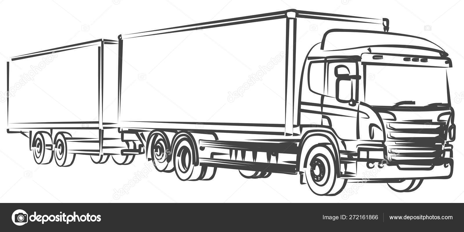 Premium Vector | Cargo truck trailer abstract drawing wireframe eps10  format vector created of 3d