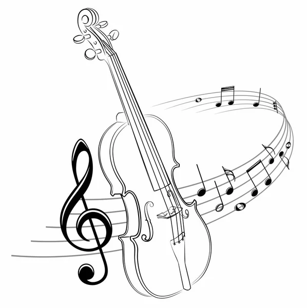 带有音乐音符和小提琴的程式化符号 — 图库矢量图片