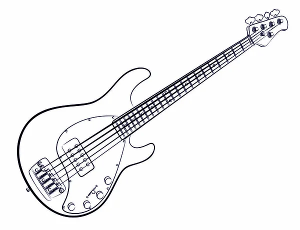 Bosquejo Una Guitarra Eléctrica Variedad Clásica — Vector de stock