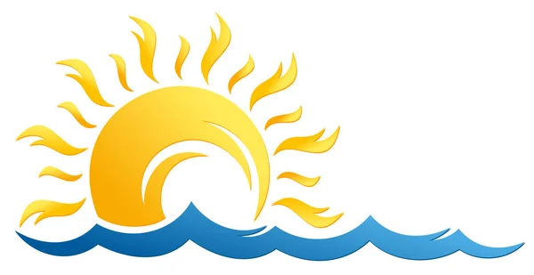 Sun Blue Wave Symbol — Stock Vector