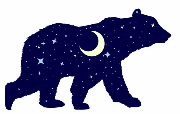 星のついた熊のシルエット — ストックベクタ
