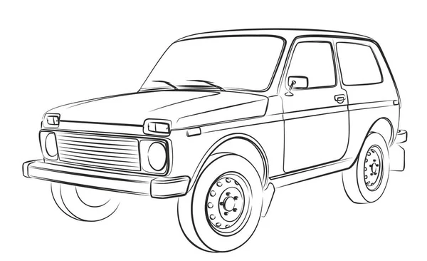 Sketch Old Road Car — Stockový vektor