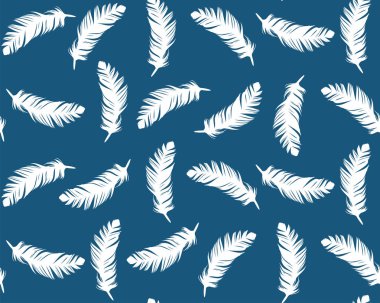 Kuş tüyleri olan kusursuz mavi bir arka plan..