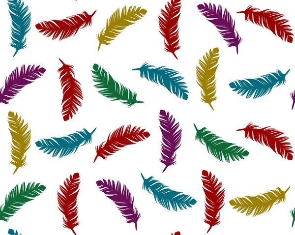 Бесшовный Цветовой Фон Перьями Птиц — стоковый вектор