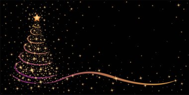 Yeni yıl ağacı olan bir tebrik kartı.