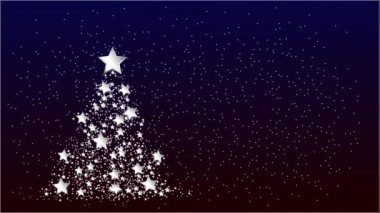 Yıldızlı yeni yıl ağacı kartı.