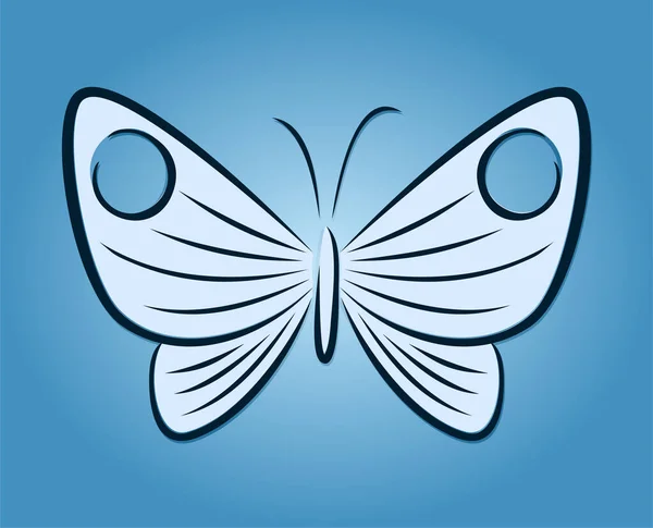 Symbol Stylized Blue Butterfly — Stock Vector