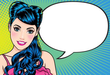 bir şey nokta arka plan pop sanat çizgi roman tarzı ile sunulması söz gülümseyen kadın hareketi.