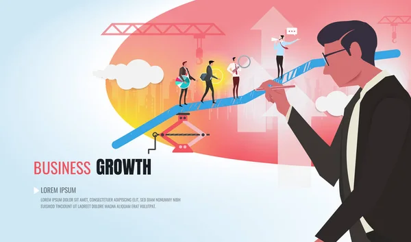 Üzleti növekedés segíti az üzleti csapat — Stock Vector