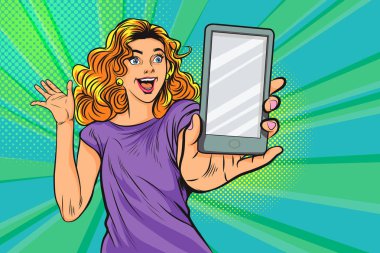 şaşırmış kadın ile smartphone