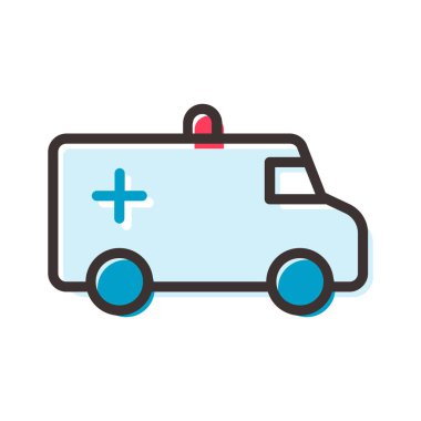 Ambulans araba düz simgesi