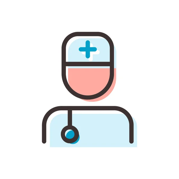 Doctor flat outline icon — Stock Vector