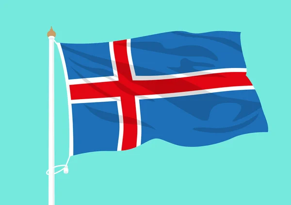 Iceland National Flag Waving — Stock Vector