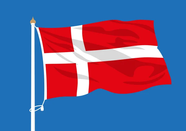 덴마크 국기를 흔들며 — 스톡 벡터