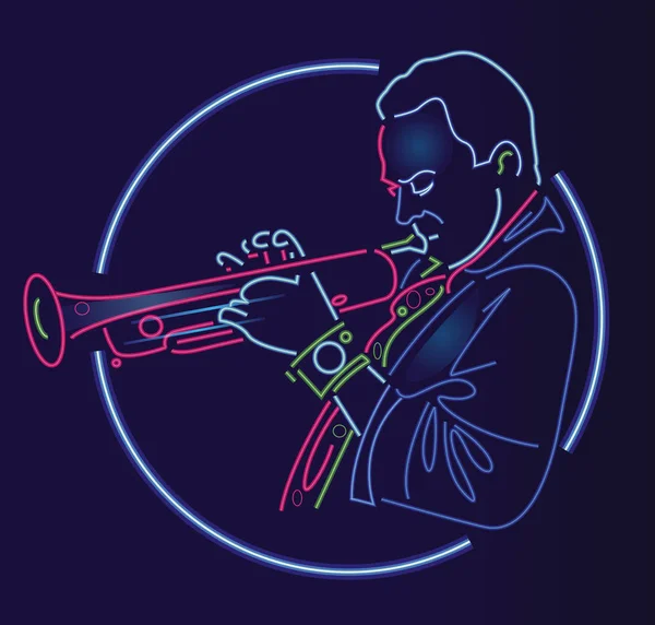 Jazz Trompetista Neón Signo — Archivo Imágenes Vectoriales