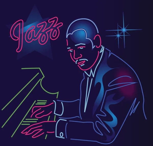 Jazz Music Néon Signe — Image vectorielle