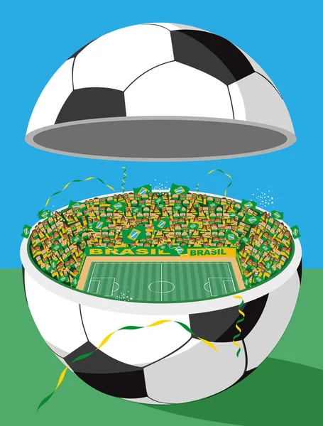 Brazilië Voetbalstadion Bal — Stockvector