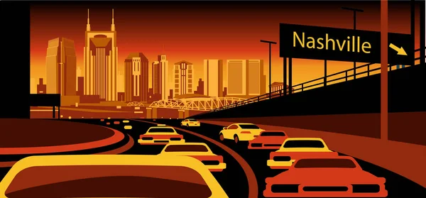 Nashville Rennesse Horizonte Vector — Vector de stock