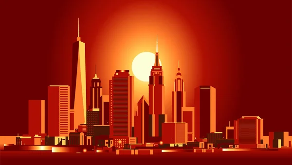 Ciudad Nueva York Skyline — Vector de stock