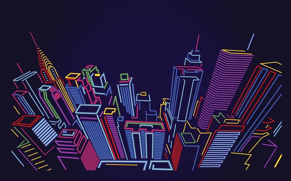 Skyline Van New York Stad Neon Tekenen — Stockvector