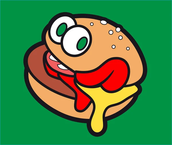 Schattig Hamburger Stripfiguur — Stockvector