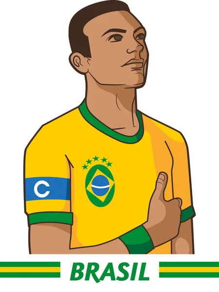 Capitán Del Equipo Fútbol Brasil — Vector de stock