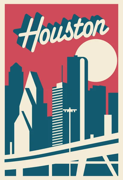 Houston Texas Skyline Cartolina — Vettoriale Stock