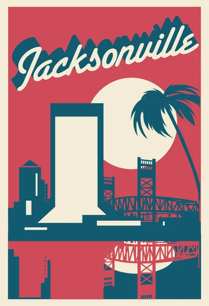 Jacksonville Florida Manzarası Kartpostalı — Stok Vektör