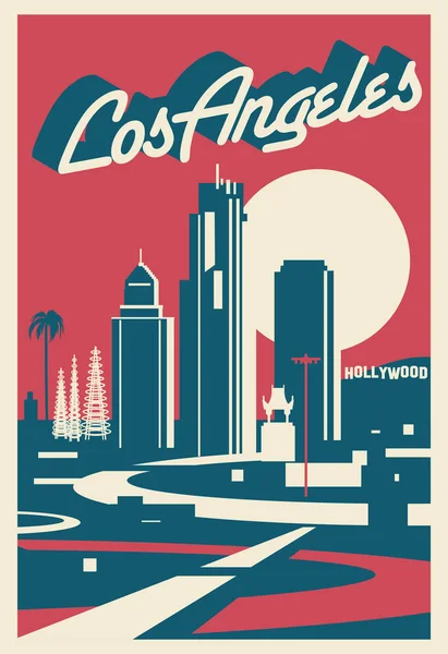 Los Angeles Skyline Pohlednice — Stockový vektor