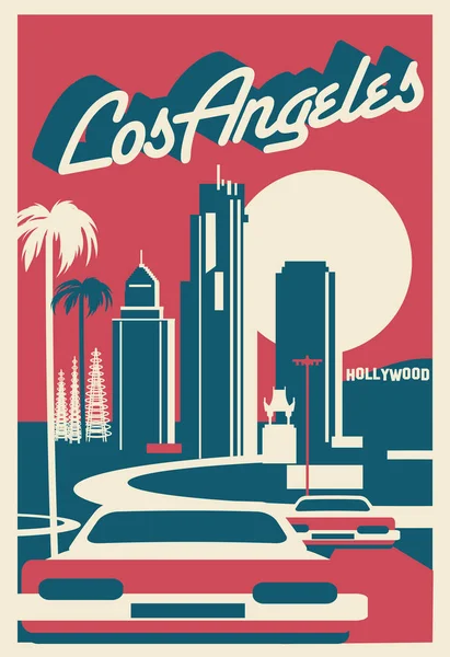 Los Angeles Skyline Cartolina — Vettoriale Stock